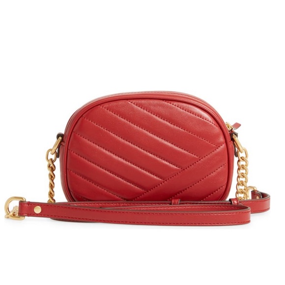 Tory Burch Kira Small Camera Bag Red NWT Gold Chain Link Strap - Picture 5 of 14